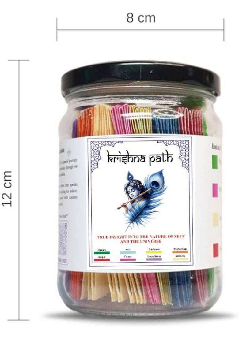 6Tflys Krishna Quote Jar Gita Path Mood-Based Daily Wisdom Decorative Showpiece - 10 Cm(Glass White) - Indya