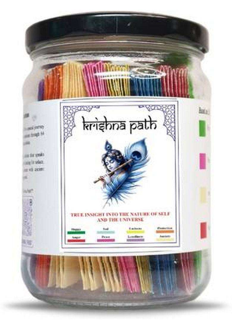6Tflys Krishna Quote Jar Gita Path Mood-Based Daily Wisdom Decorative Showpiece - 10 Cm(Glass White) - Indya