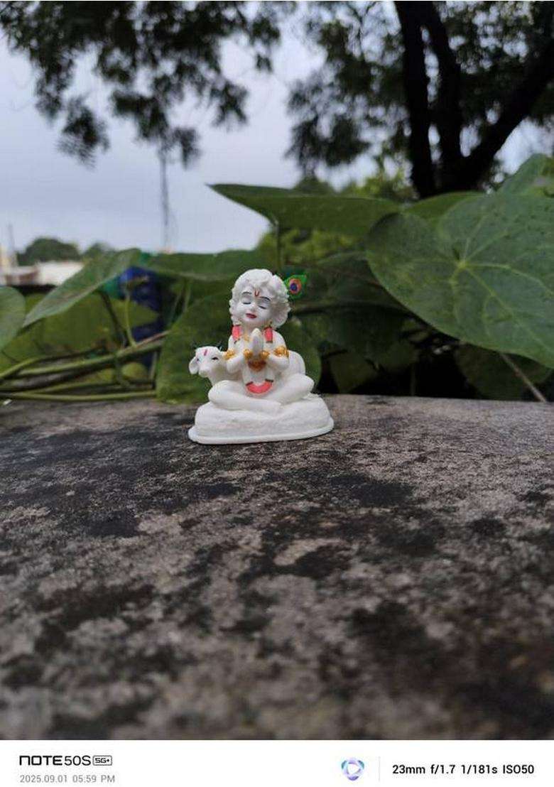 Aneeket Enterprises Whitecowkrishna Decorative Showpiece - 3.5 Cm(Resin White) - Indya