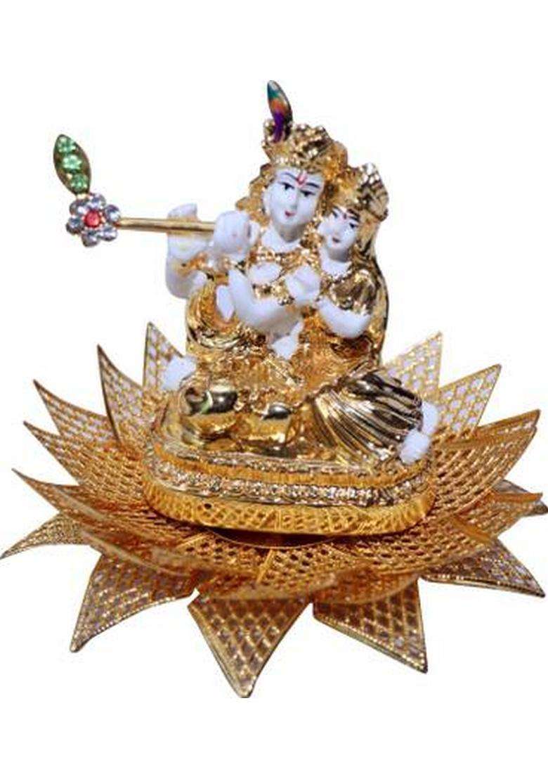 Dominion Care Radha Krishna Idol Decorative Showpiece - 12 Cm(Metal Multicolor) - Indya