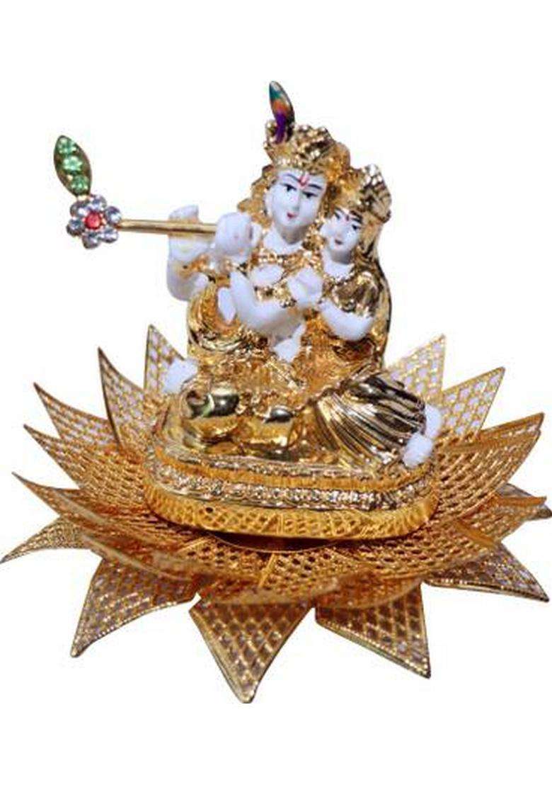 Dominion Care Radha Krishna Idol Decorative Showpiece - 12 Cm(Metal Multicolor) - Indya