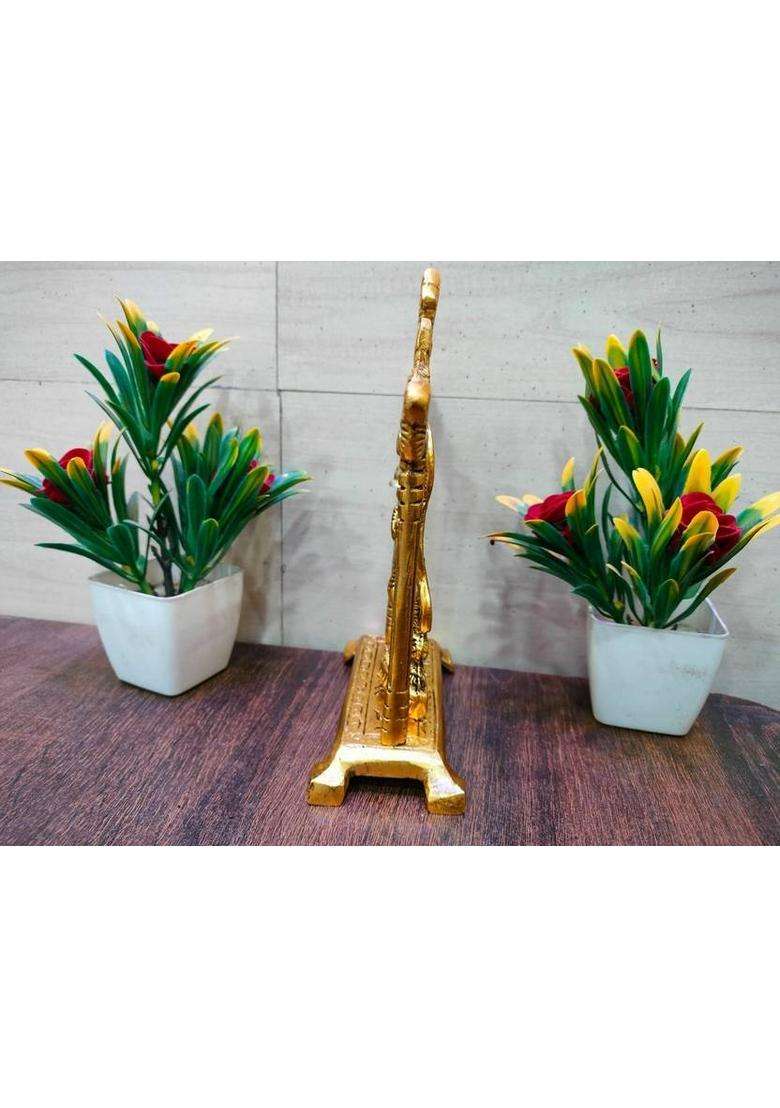 Labhcart Radha Krishna Couple Idol Showpiece (Golden Medium) Decorative Showpiece - 16 Cm(Metal Gold) - Indya