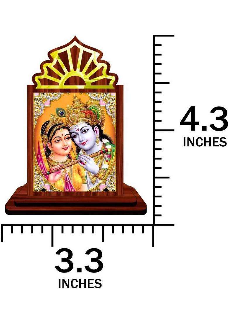 Giftsrange Radha Krishna Car Dashboard Idol Decorative Showpiece - 10.5 Cm(Wood Multicolor) - Indya