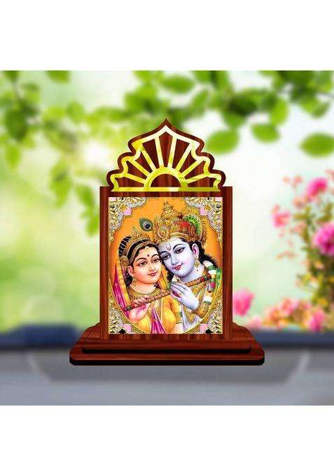Giftsrange Radha Krishna Car Dashboard Idol Decorative Showpiece - 10.5 Cm(Wood Multicolor)