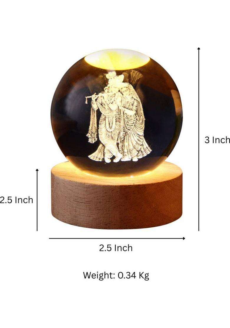 Starlight 3D Led Glass Ball With Couple Figurine Decorative Lamp For Home Decor Decorative Showpiece - 7.5 Cm(Glass White) - Indya
