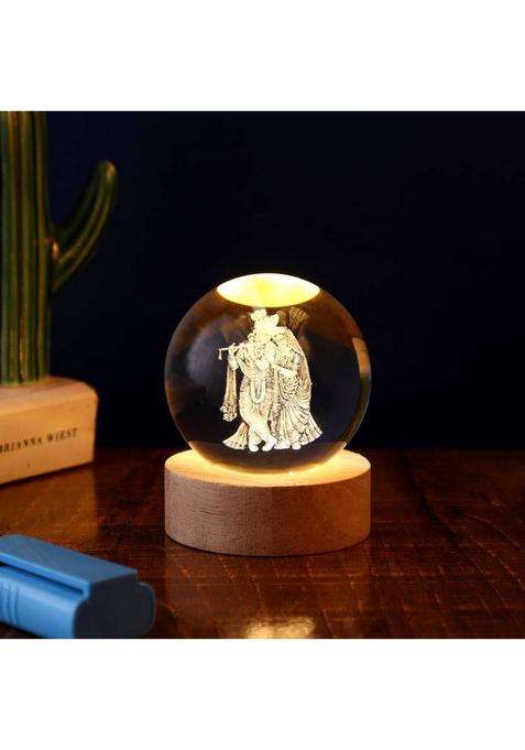 Starlight 3D Led Glass Ball With Couple Figurine Decorative Lamp For Home Decor Decorative Showpiece - 7.5 Cm(Glass White)