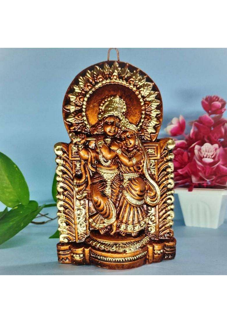 Shilpa Bhumi Handcrafted Clay Radha Krishna Idol. Decorative Showpiece - 17 Cm(Clay Brown) - Indya