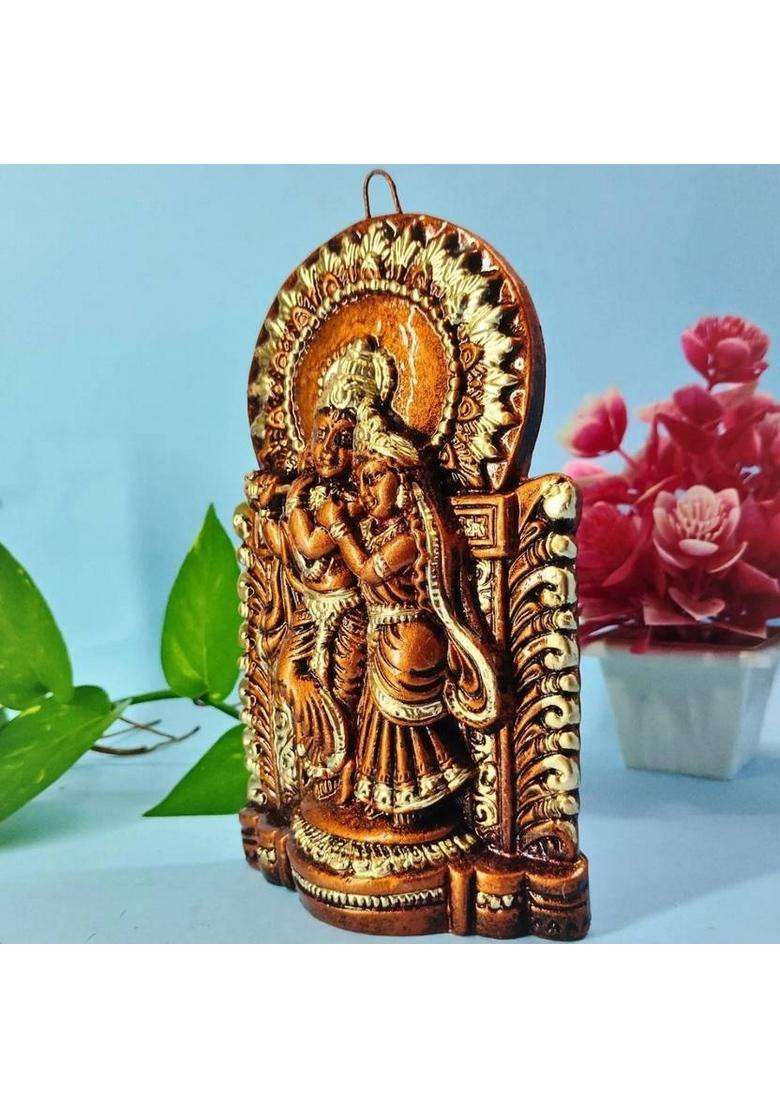 Shilpa Bhumi Handcrafted Clay Radha Krishna Idol. Decorative Showpiece - 17 Cm(Clay Brown) - Indya