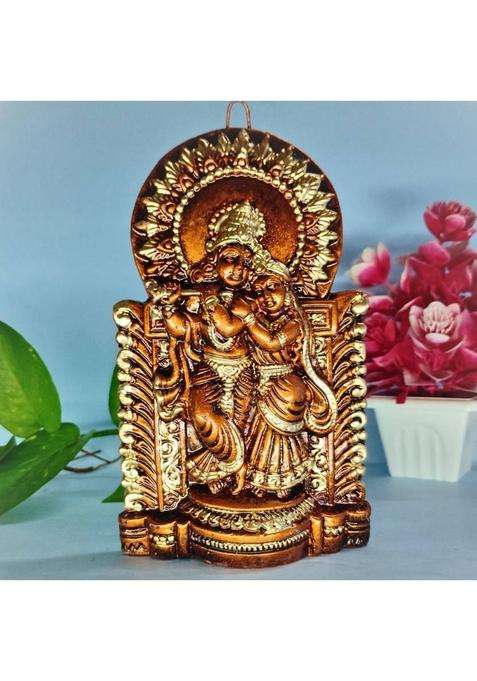Shilpa Bhumi Handcrafted Clay Radha Krishna Idol. Decorative Showpiece - 17 Cm(Clay Brown)