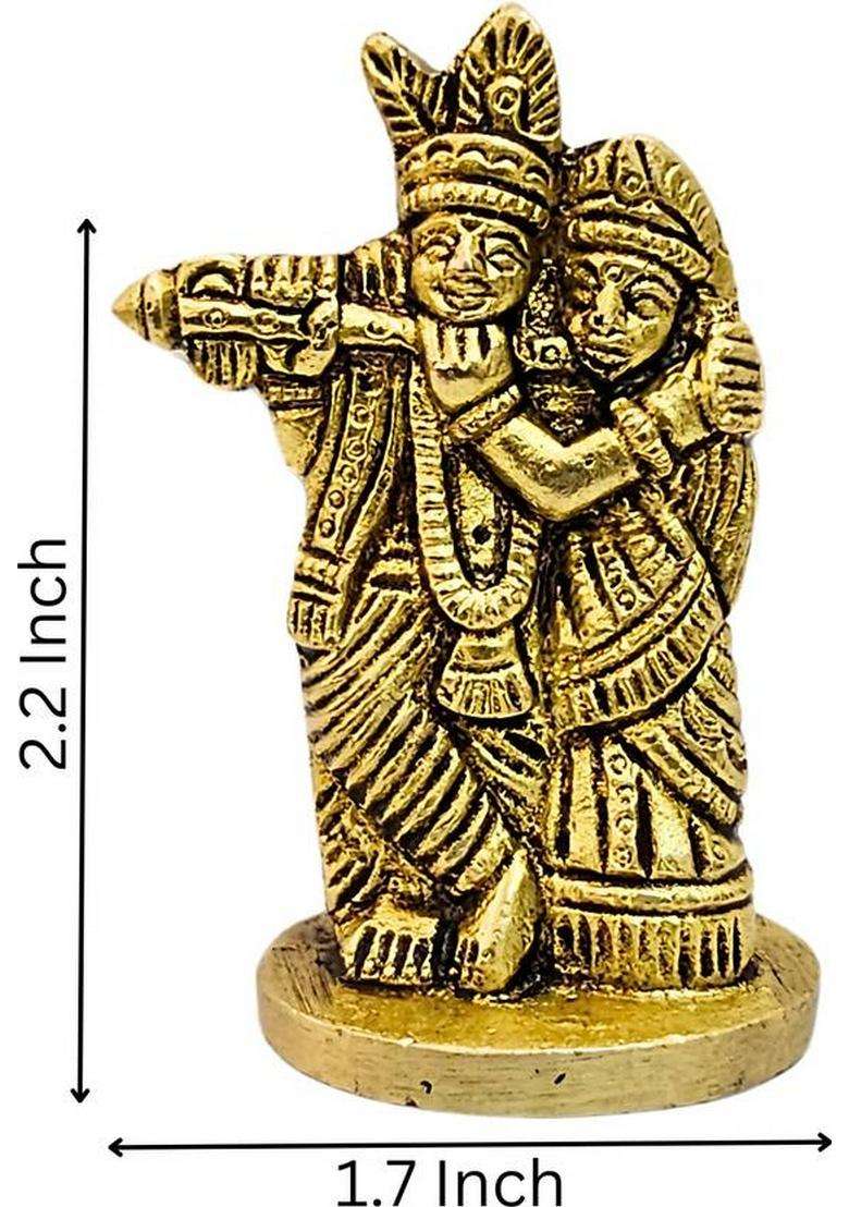 Gv Decor Brass Radha Krishna Murti Radha Krishna Statue Radha Krishna Idol For Gift Decorative Showpiece - 6 Cm(Brass Gold) - Indya