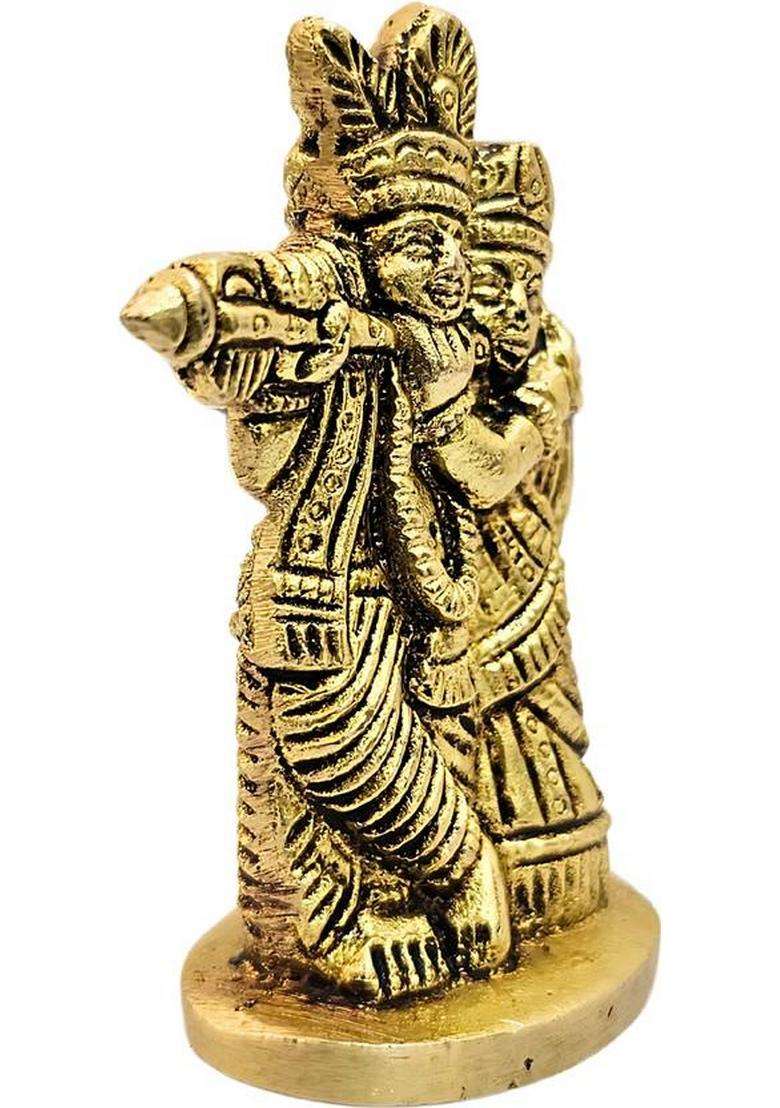 Gv Decor Brass Radha Krishna Murti Radha Krishna Statue Radha Krishna Idol For Gift Decorative Showpiece - 6 Cm(Brass Gold) - Indya