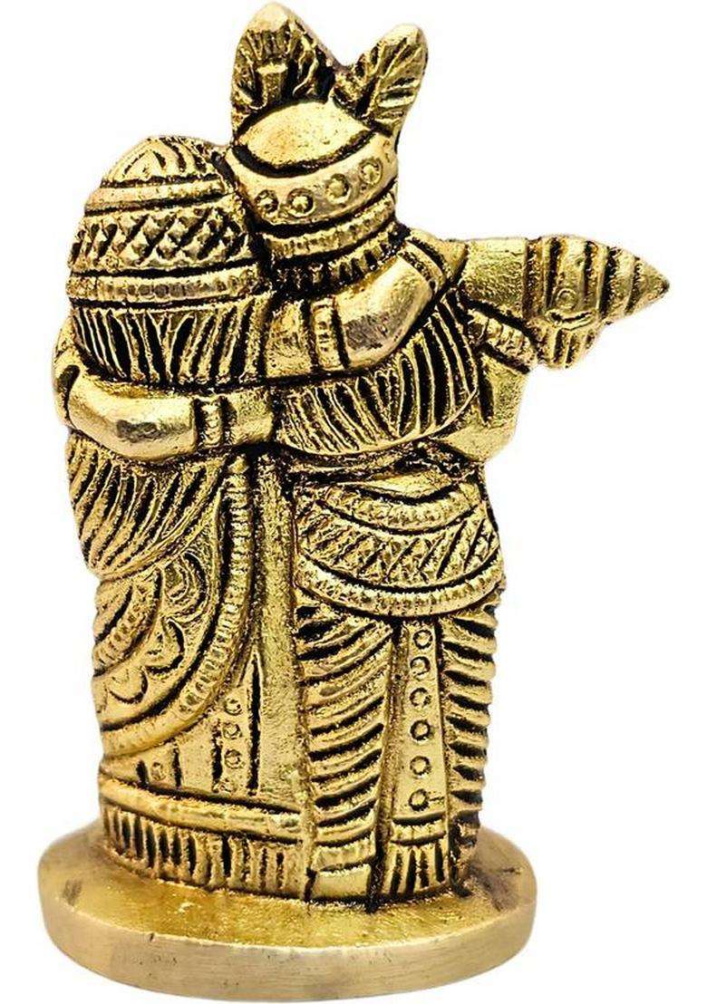 Gv Decor Brass Radha Krishna Murti Radha Krishna Statue Radha Krishna Idol For Gift Decorative Showpiece - 6 Cm(Brass Gold) - Indya