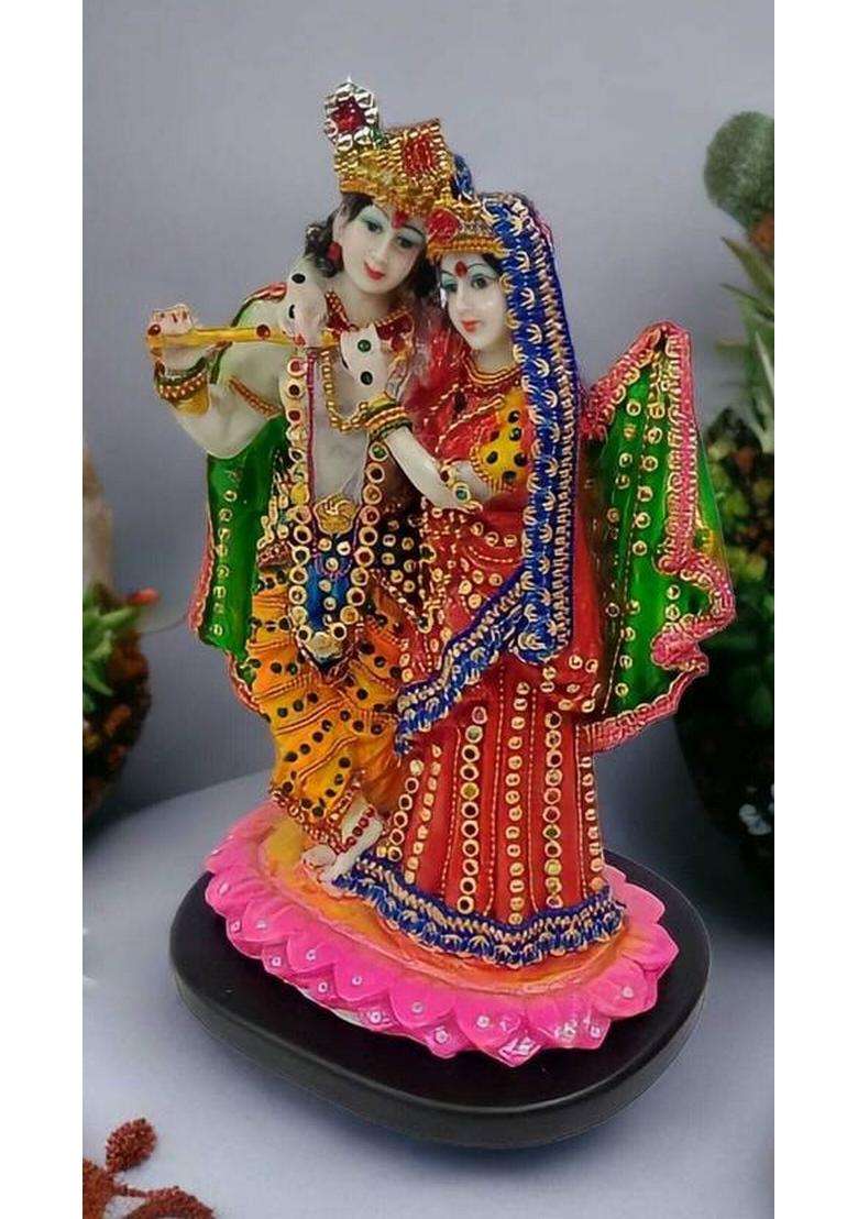 Abhishar Creations Radha Krishna Statue Decorative Showpiece - 30 Cm(Resin Multicolor) - Indya