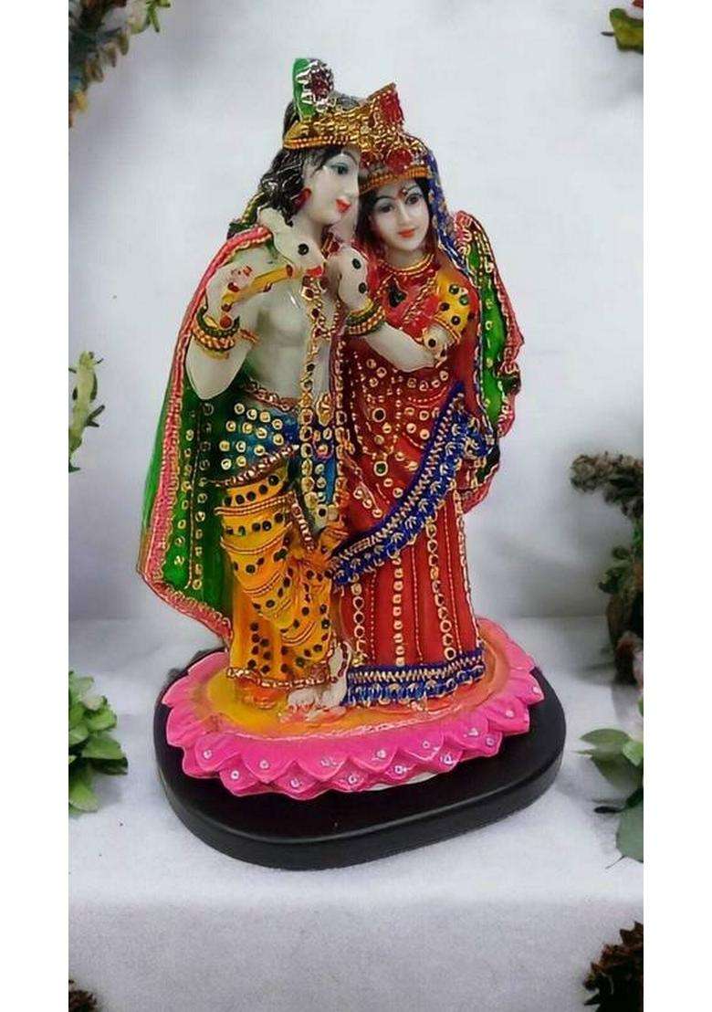 Abhishar Creations Radha Krishna Statue Decorative Showpiece - 30 Cm(Resin Multicolor) - Indya