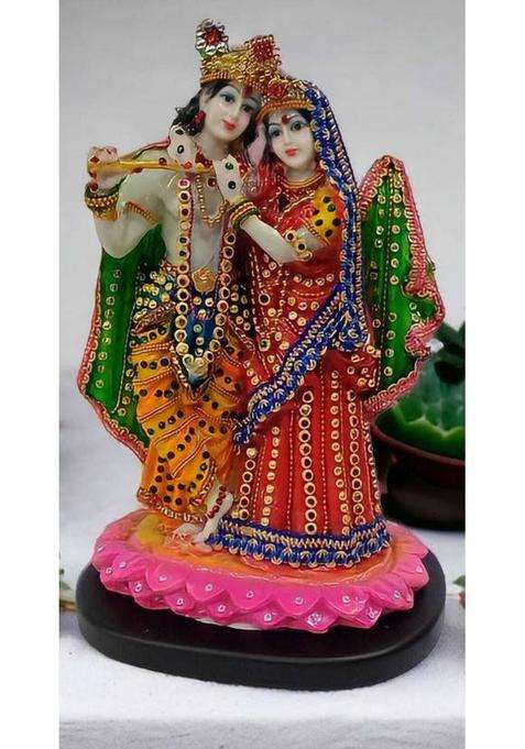 Abhishar Creations Radha Krishna Statue Decorative Showpiece - 30 Cm(Resin Multicolor)