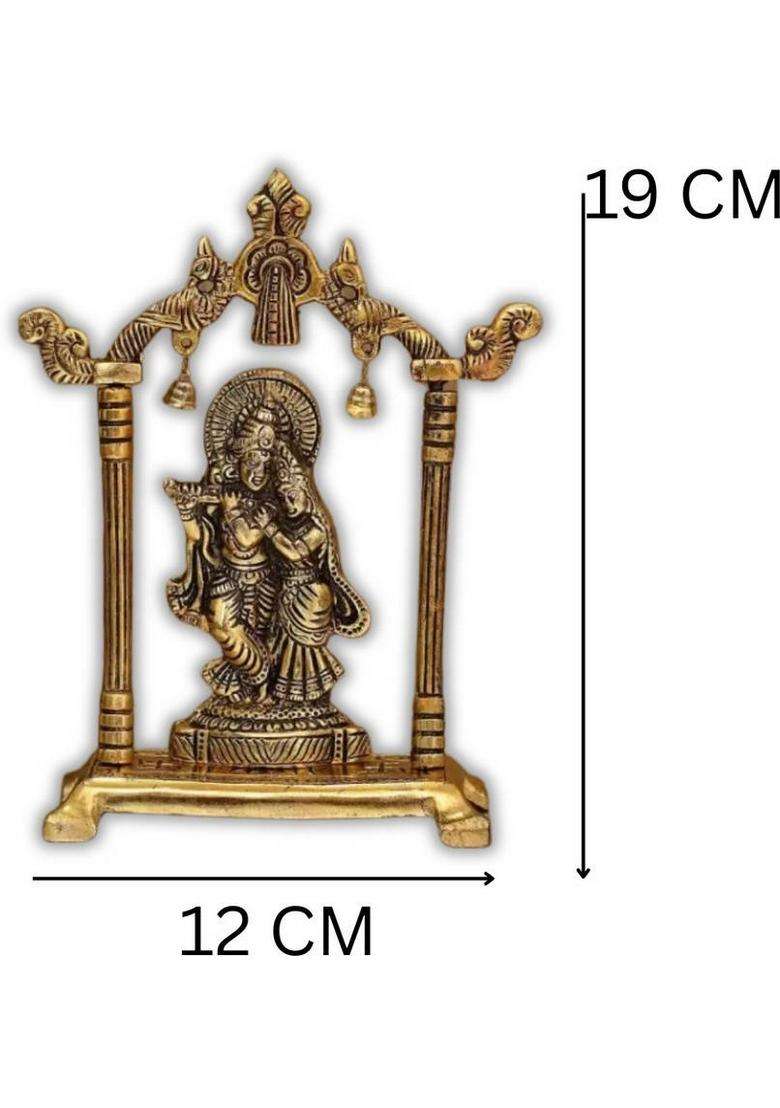 Daridra Bhanjan Metal Radha Krishna Idol Statue Krishna Idol Radha Rani Radha Krishna Statue Decorative Showpiece - 19 Cm(Metal Gold) - Indya
