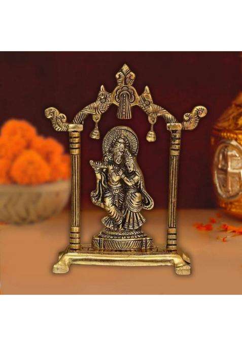 Daridra Bhanjan Metal Radha Krishna Idol Statue Krishna Idol Radha Rani Radha Krishna Statue Decorative Showpiece - 19 Cm(Metal Gold)