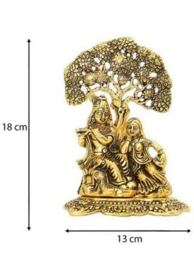 Shri Kaila Maa Art Gallery Radha Krishna Tree Decorative Showpiece - 6 Cm(Brass Gold) - Indya