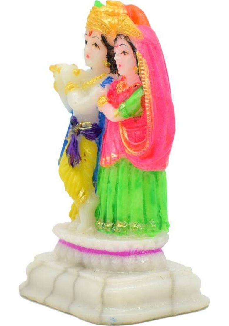 Puja N Pujari Radha Krishna Idol Murti Showpiece - Radha Krishna Statue For Pooja Room Decorative Showpiece - 8 Cm(Polyresin Multicolor) - Indya