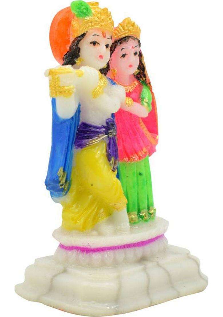 Puja N Pujari Radha Krishna Idol Murti Showpiece - Radha Krishna Statue For Pooja Room Decorative Showpiece - 8 Cm(Polyresin Multicolor) - Indya