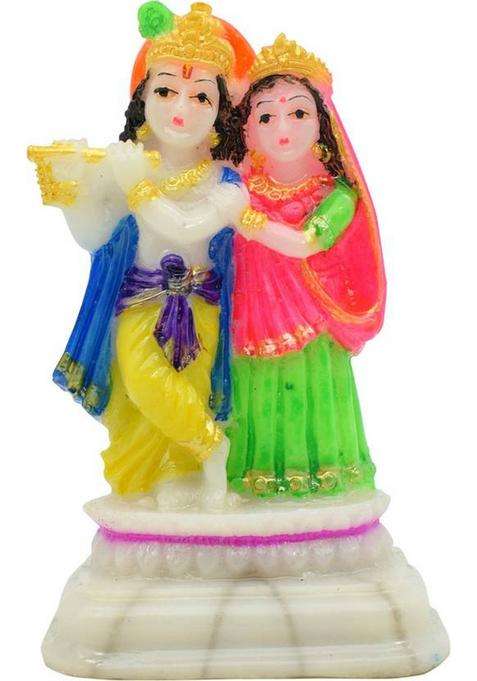 Puja N Pujari Radha Krishna Idol Murti Showpiece - Radha Krishna Statue For Pooja Room Decorative Showpiece - 8 Cm(Polyresin Multicolor)