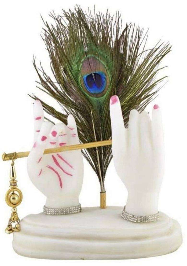 Krishnagallery1 Shree Krishna Flute Hand Statue Marble Krishna Statue Decorative Showpiece - 22 Cm(Marble White) - Indya