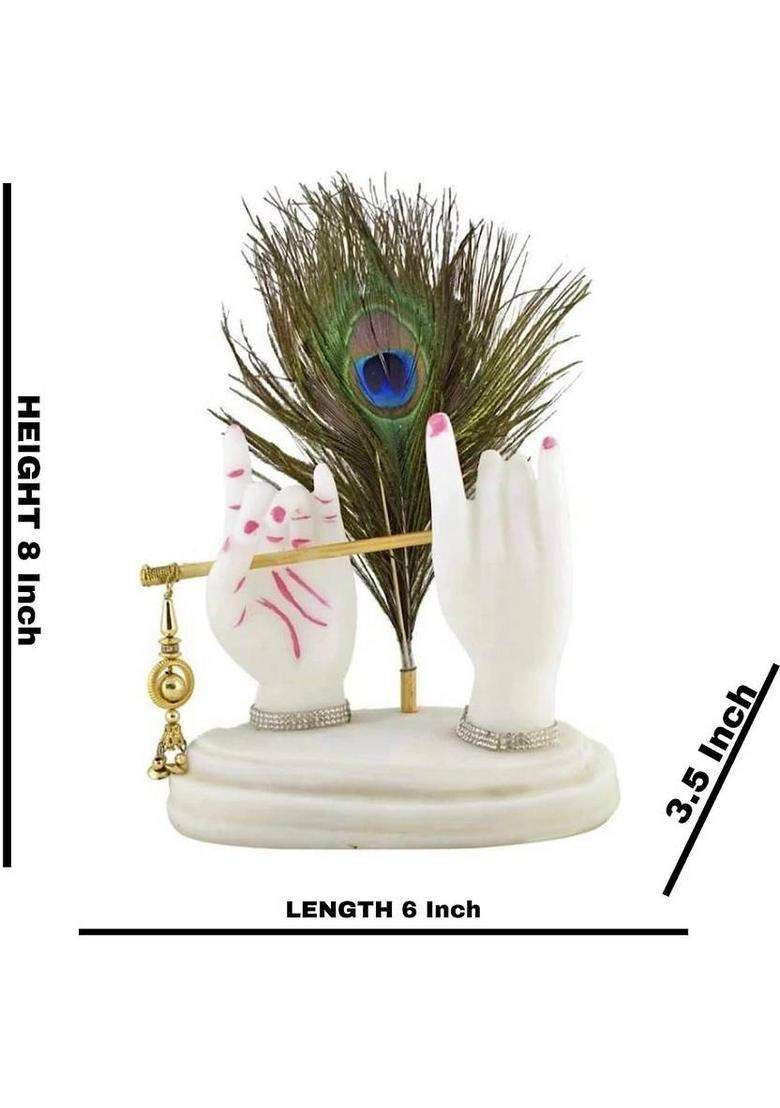 Krishnagallery1 Shree Krishna Flute Hand Statue Marble Krishna Statue Decorative Showpiece - 22 Cm(Marble White) - Indya