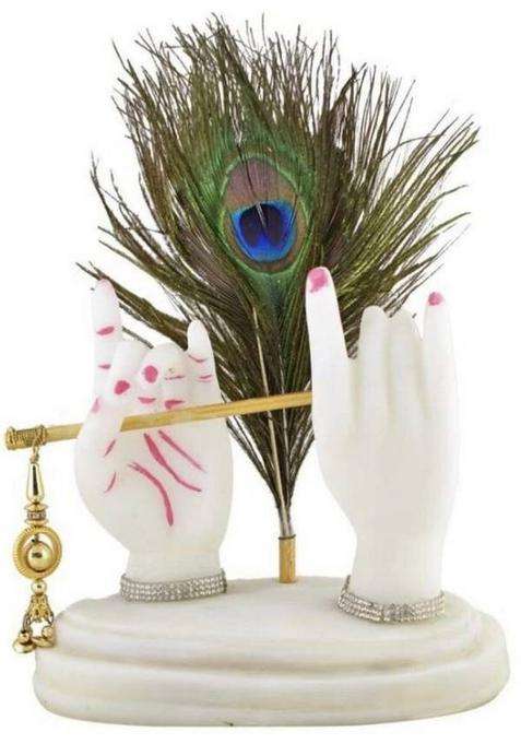 Krishnagallery1 Shree Krishna Flute Hand Statue Marble Krishna Statue Decorative Showpiece - 22 Cm(Marble White)