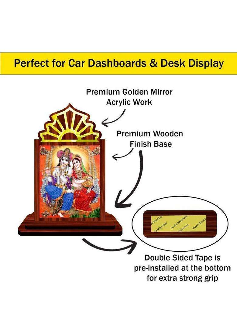 Giftsrange Radha Krishna Car Dashboard Idol Decorative Showpiece - 10.5 Cm(Wood Multicolor) - Indya