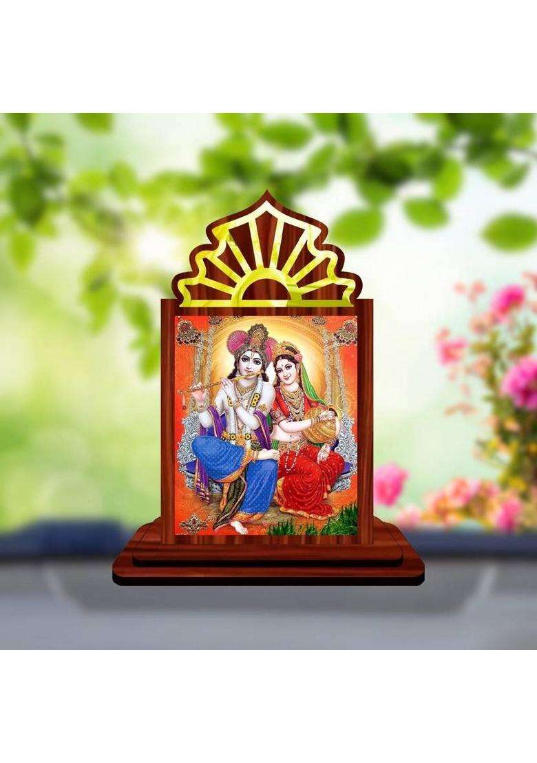 Giftsrange Radha Krishna Car Dashboard Idol Decorative Showpiece - 10.5 Cm(Wood Multicolor) - Indya