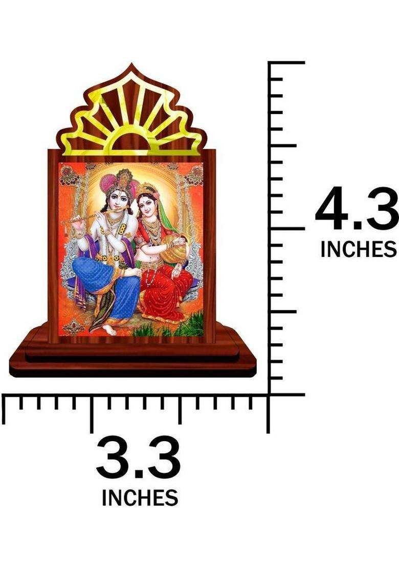 Giftsrange Radha Krishna Car Dashboard Idol Decorative Showpiece - 10.5 Cm(Wood Multicolor) - Indya