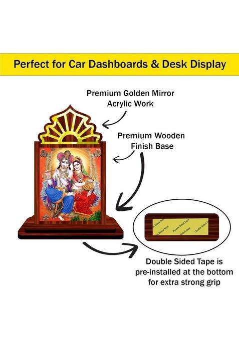 Giftsrange Radha Krishna Car Dashboard Idol Decorative Showpiece - 10.5 Cm(Wood Multicolor)