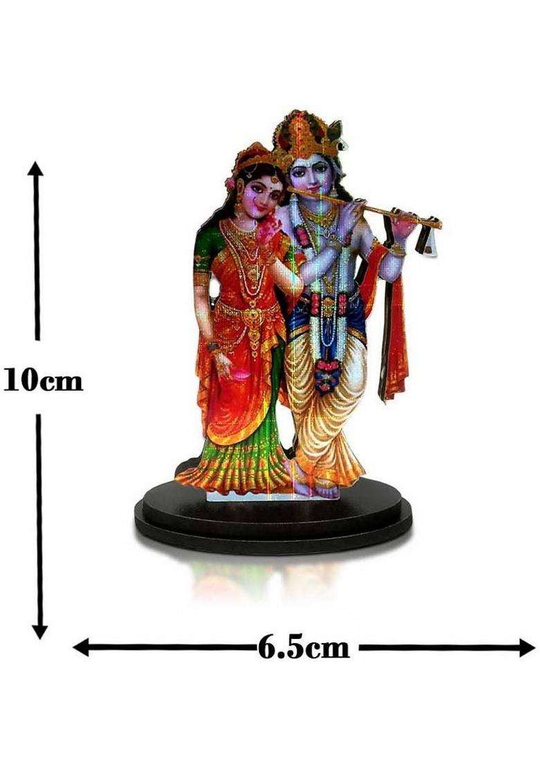 Pundriksh Mdf Cutout Standing Lord Radha Krishna With Basuri 2D Wooden Sticker Statue Decorative Showpiece - 10 Cm(Wood Multicolor) - Indya