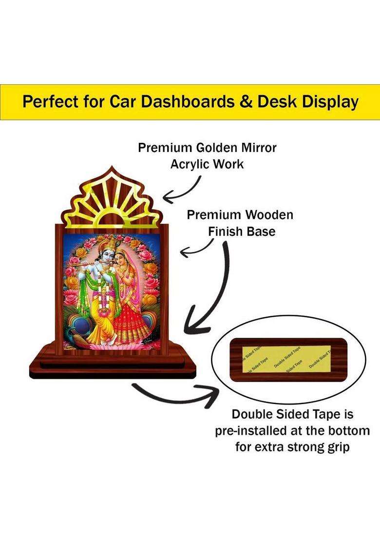 Giftsrange Radha Krishna Car Dashboard Idol Premium Decorative Showpiece - 10.5 Cm(Wood Multicolor) - Indya