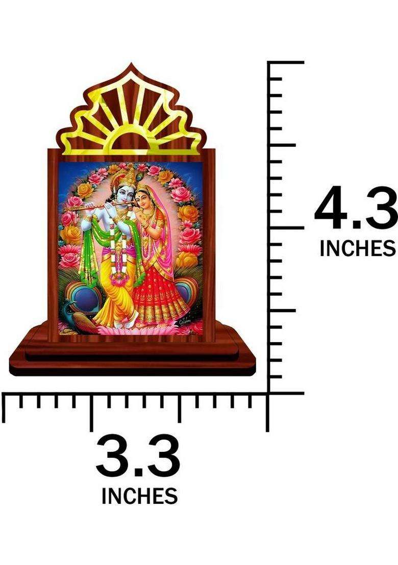 Giftsrange Radha Krishna Car Dashboard Idol Premium Decorative Showpiece - 10.5 Cm(Wood Multicolor) - Indya