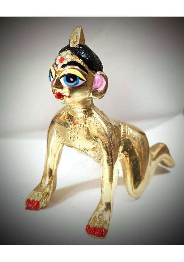 Maa Kaila Poojan Bhandar Fullpaint1No Decorative Showpiece - 6 Cm(Brass Multicolor) - Indya