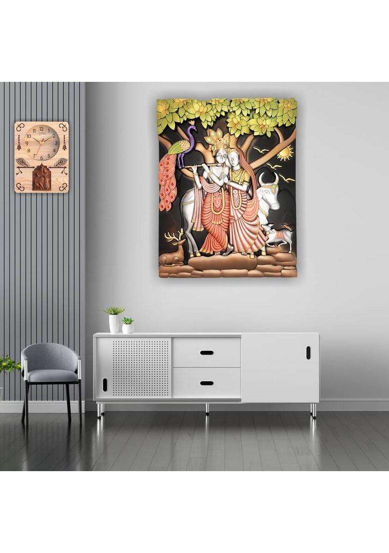 Art Ocean Radha Krishna 3D Wall Hanging Embossed 3D Wall Art Spiritual Home Decor Decorative Showpiece - 66 Cm(Plastic Multicolor) - Indya
