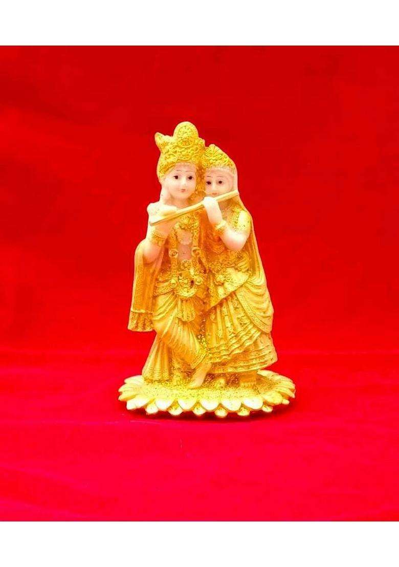 Bhatia Lord Radha Krishana (Golden) Krishna RadhaKanhaiyaGod IdolKanhaiya Radha Decorative Showpiece - 11 Cm(Polyresin Gold) - Indya