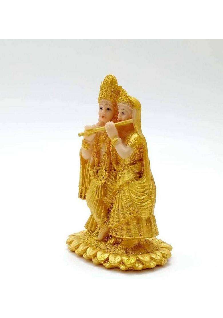 Bhatia Lord Radha Krishana (Golden) Krishna RadhaKanhaiyaGod IdolKanhaiya Radha Decorative Showpiece - 11 Cm(Polyresin Gold) - Indya