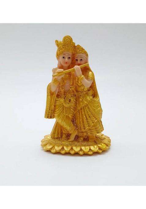 Bhatia Lord Radha Krishana (Golden) Krishna RadhaKanhaiyaGod IdolKanhaiya Radha Decorative Showpiece - 11 Cm(Polyresin Gold)