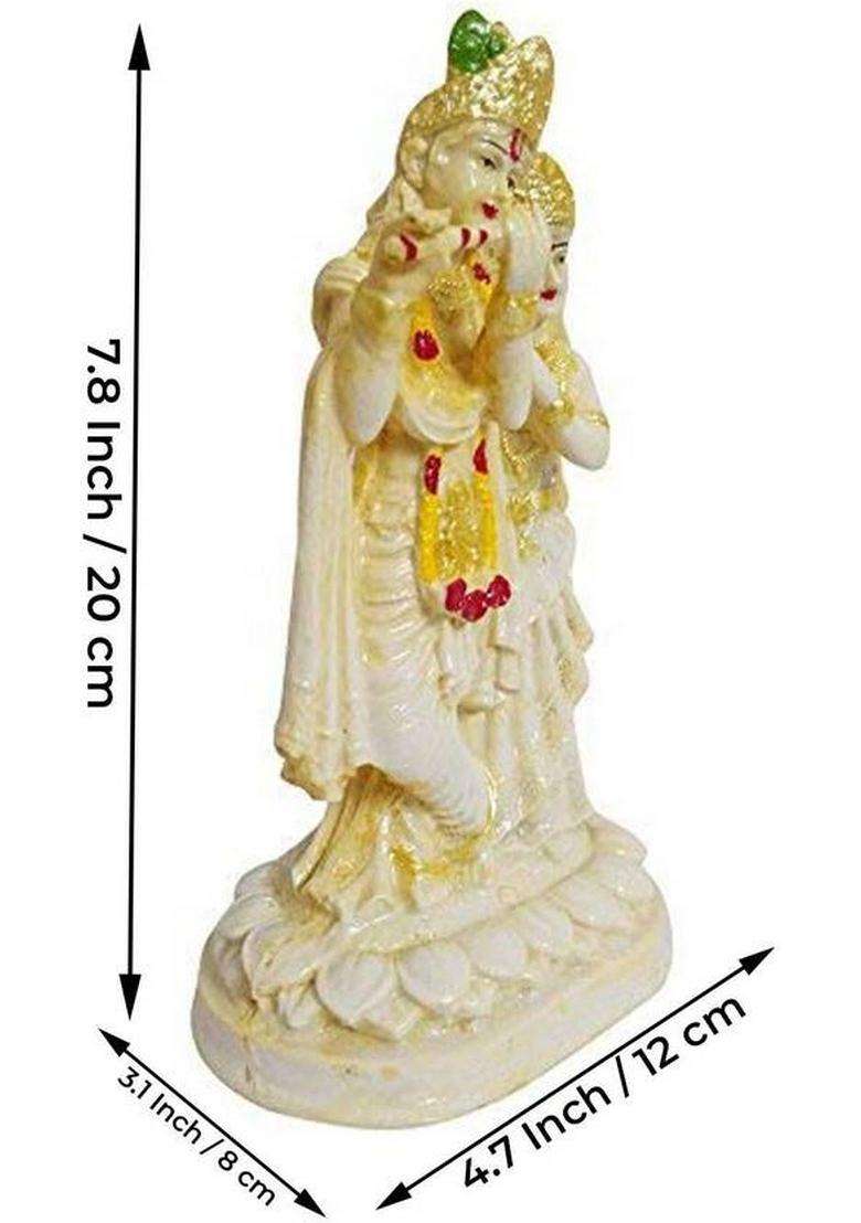 Hubzones Resin Lord Radha Krishna Statue Murlidhar/Krishan Kanhiya Idol (Cream) Decorative Showpiece - 20 Cm(Polyresin Yellow) - Indya
