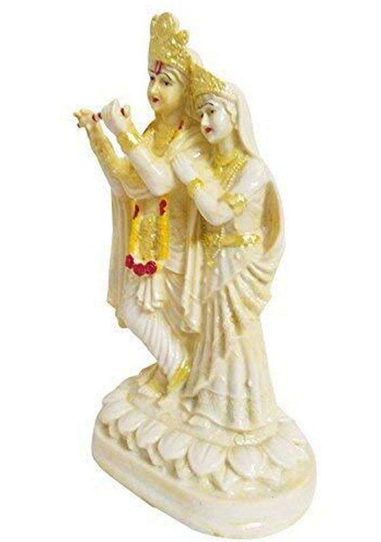 Hubzones Resin Lord Radha Krishna Statue Murlidhar/Krishan Kanhiya Idol (Cream) Decorative Showpiece - 20 Cm(Polyresin Yellow) - Indya