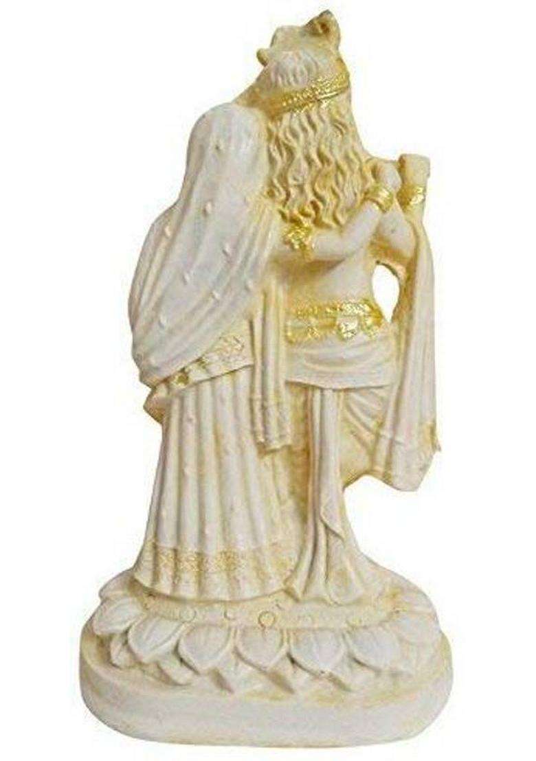 Hubzones Resin Lord Radha Krishna Statue Murlidhar/Krishan Kanhiya Idol (Cream) Decorative Showpiece - 20 Cm(Polyresin Yellow) - Indya