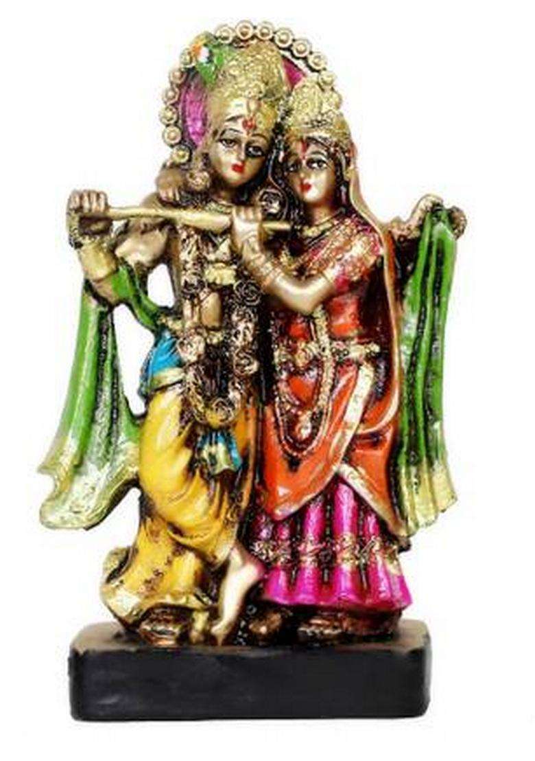 Craftgreen Radha Krishna Idol Radha Krishna Murti Radha Krishna Statue For Pooja Room Decorative Showpiece - 22.3 Cm(Polyresin Multicolor) - Indya