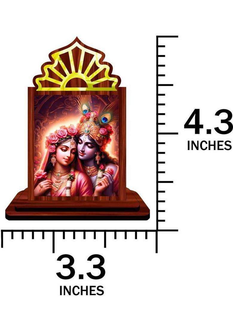 Giftsrange Radha Krishna Car Dashboard Idol Decorative Showpiece - 10.5 Cm(Wood Multicolor) - Indya