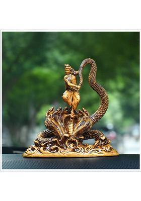 Artarium Dancing Krishna With Kaliya Naag Statue Car Dashboard Decorative Showpiece - 8.89 Cm(Resin Multicolor)