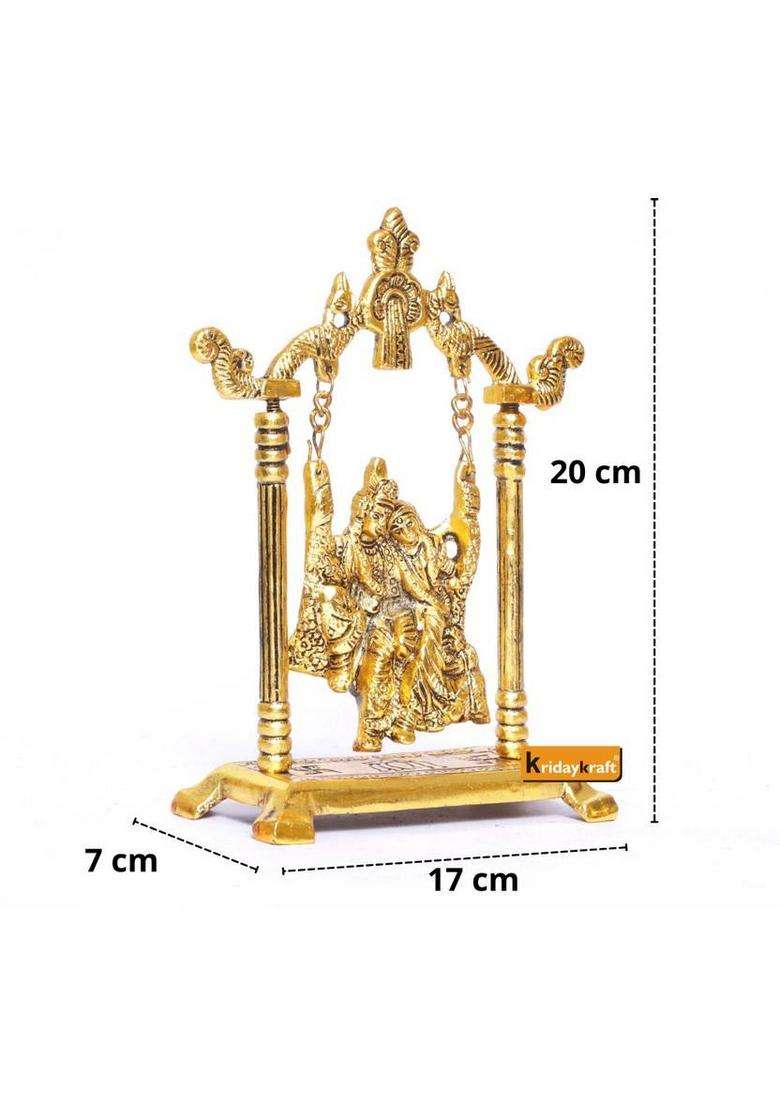 Kridaykraft Radha Krishna On Swing Jhula Metal Statue Gold Plated Decor Your HomeOffice & Radha Krishna MurtiShowpiece FigurinesReligious Idol Gift Article... Decorative Showpiece - 20 Cm(Metal Gold) - Indya