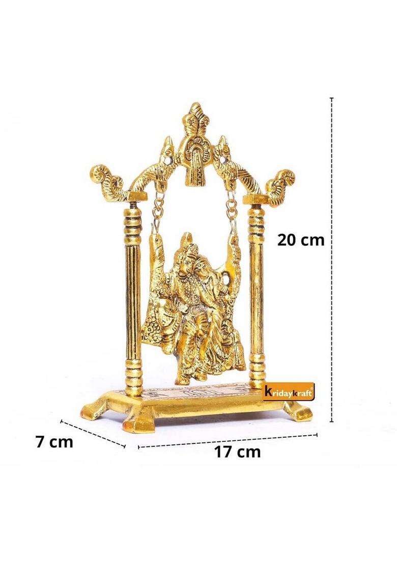 Dreamkraft Radha Krishna On Swing Jhula Metal Statue Gold Plated Decor Your Home Decorative Showpiece - 20 Cm(Metal Gold) - Indya