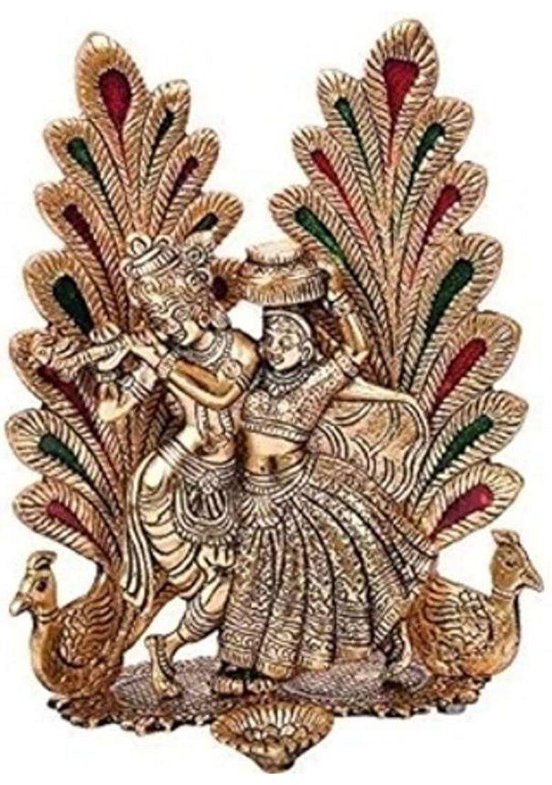 Rrbattlepoint Radha Kishan Background With Tree Decorative Showpiece - 20.16 Cm(Gold Plated Gold) - Indya