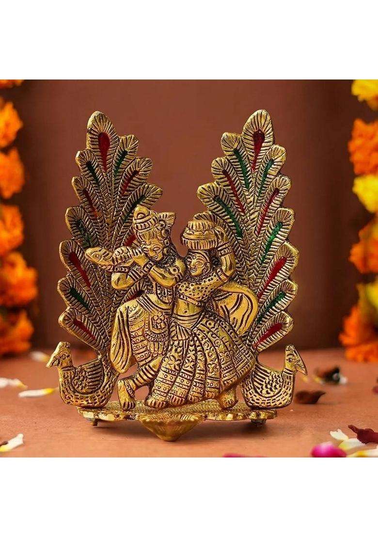 Rrbattlepoint Radha Kishan Background With Tree Decorative Showpiece - 20.16 Cm(Gold Plated Gold) - Indya